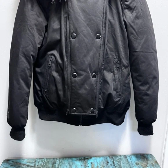 Soia & Kyo Yohann Down Insulated Bomber Black Real Fur Size Large - Picture 6 of 16